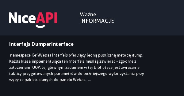Interfejs DumperInterface &middot; NiceAPI dla PHP 5.6