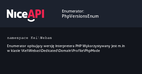 Enumerator PhpVersionsEnum &middot; NiceAPI dla PHP 5.6