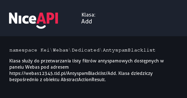 Klasa Add &middot; NiceAPI dla PHP 5.6