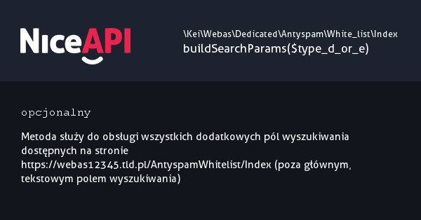 Index &rarr; buildSearchParams &middot; NiceAPI dla PHP 5.6