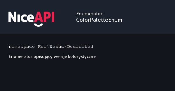Enumerator ColorPaletteEnum &middot; NiceAPI dla PHP 5.6