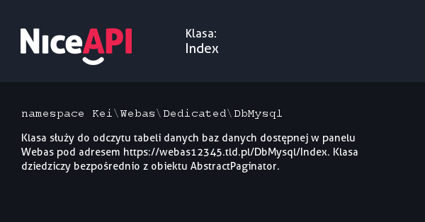 Klasa Index &middot; NiceAPI dla PHP 5.6