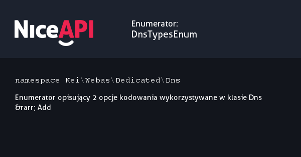 Enumerator DnsTypesEnum &middot; NiceAPI dla PHP 5.6