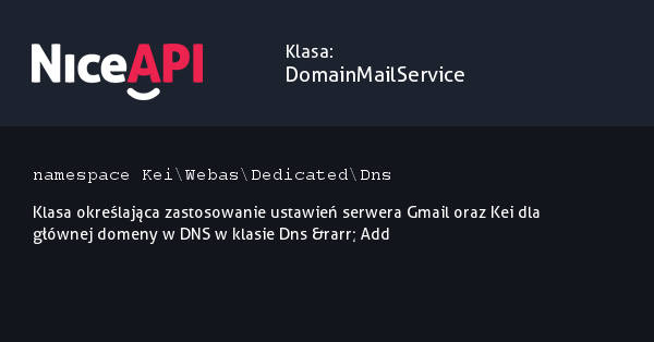 Klasa DomainMailService &middot; NiceAPI dla PHP 5.6