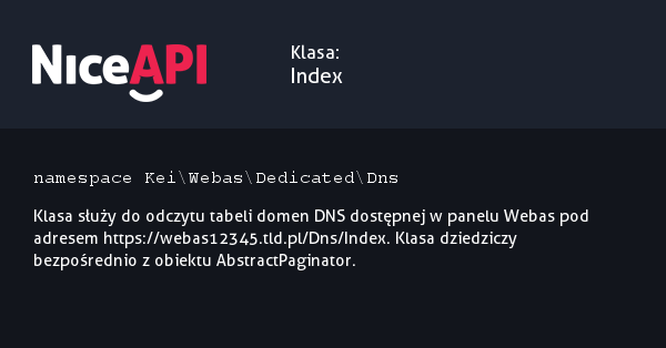 Klasa Index &middot; NiceAPI dla PHP 5.6