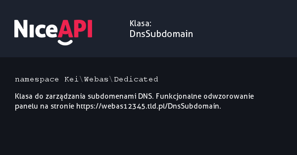 Klasa DnsSubdomain &middot; NiceAPI dla PHP 5.6