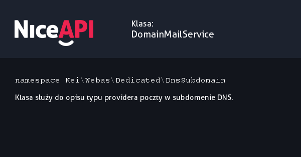 Klasa DomainMailService &middot; NiceAPI dla PHP 5.6