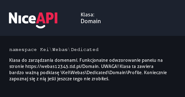 Klasa Domain &middot; NiceAPI dla PHP 5.6