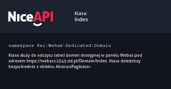 Klasa Index &middot; NiceAPI dla PHP 5.6
