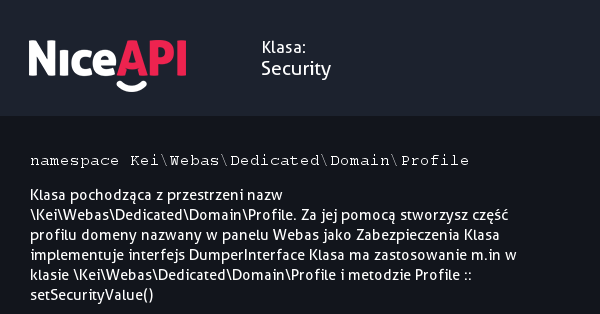 Klasa Security &middot; NiceAPI dla PHP 5.6