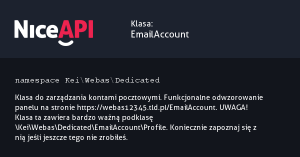 Klasa EmailAccount &middot; NiceAPI dla PHP 5.6
