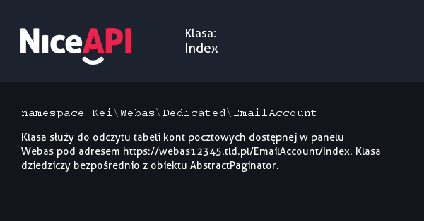 Klasa Index &middot; NiceAPI dla PHP 5.6