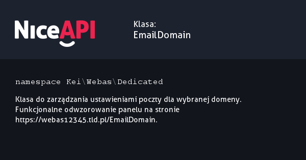 Klasa EmailDomain &middot; NiceAPI dla PHP 5.6