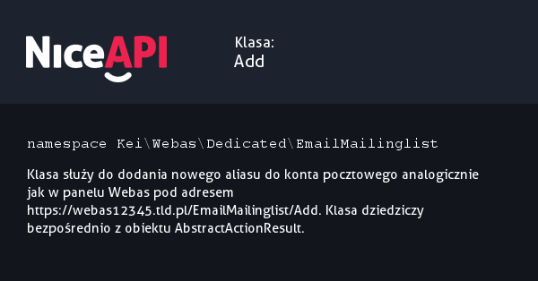 Klasa Add &middot; NiceAPI dla PHP 5.6