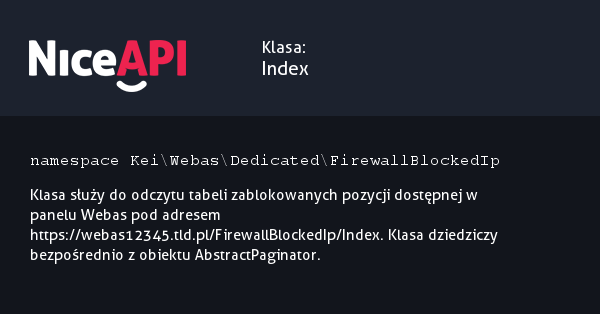 Klasa Index &middot; NiceAPI dla PHP 5.6