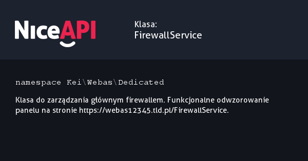 Klasa FirewallService &middot; NiceAPI dla PHP 5.6