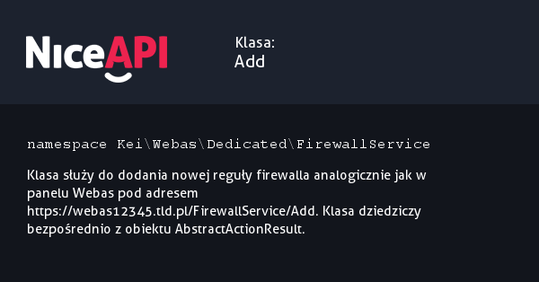 Klasa Add &middot; NiceAPI dla PHP 5.6