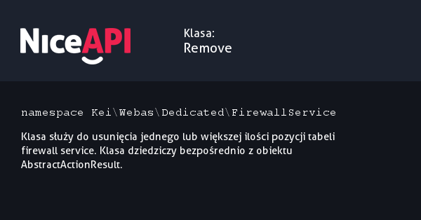 Klasa Remove &middot; NiceAPI dla PHP 5.6