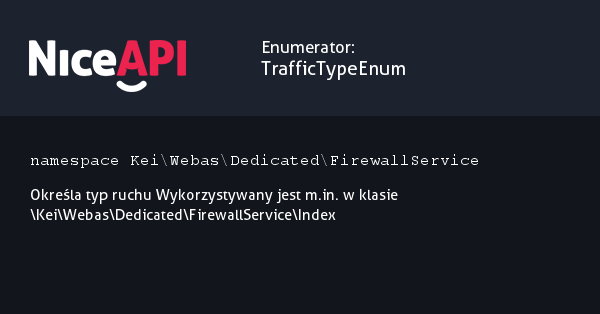 Enumerator TrafficTypeEnum &middot; NiceAPI dla PHP 5.6