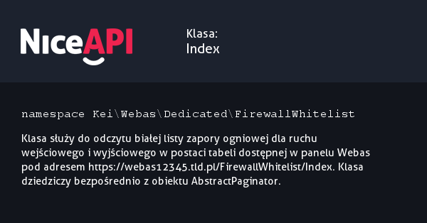 Klasa Index &middot; NiceAPI dla PHP 5.6