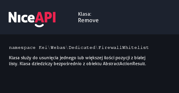 Klasa Remove &middot; NiceAPI dla PHP 5.6