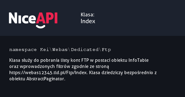 Klasa Index &middot; NiceAPI dla PHP 5.6