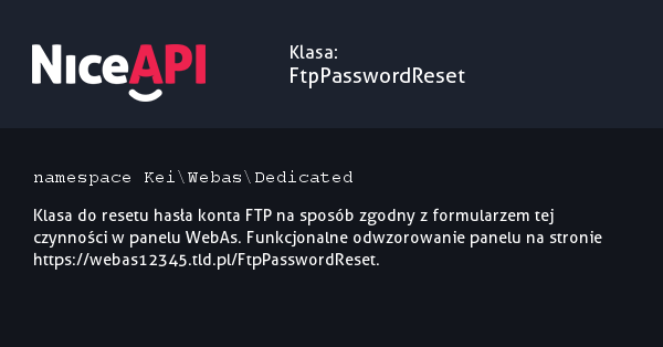 Klasa FtpPasswordReset &middot; NiceAPI dla PHP 5.6