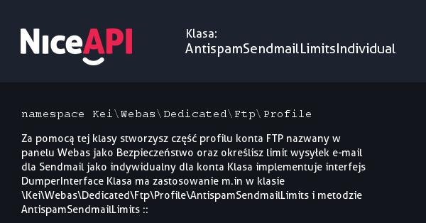 Klasa AntispamSendmailLimitsIndividual &middot; NiceAPI dla PHP 5.6