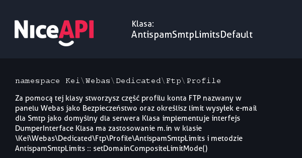 Klasa AntispamSmtpLimitsDefault &middot; NiceAPI dla PHP 5.6