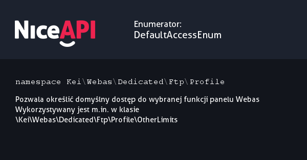Enumerator DefaultAccessEnum &middot; NiceAPI dla PHP 5.6