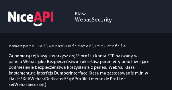 Klasa WebasSecurity &middot; NiceAPI dla PHP 5.6