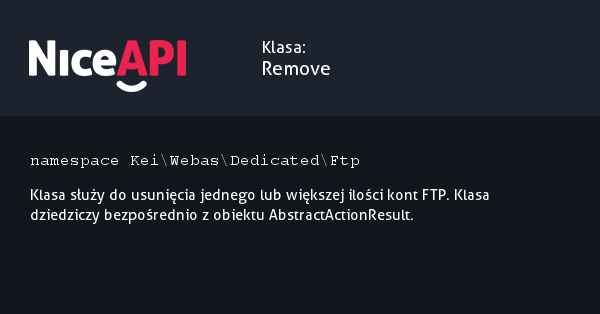 Klasa Remove &middot; NiceAPI dla PHP 5.6