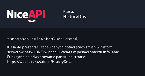 Klasa HistoryDns &middot; NiceAPI dla PHP 5.6