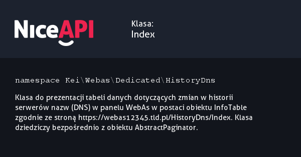 Klasa Index &middot; NiceAPI dla PHP 5.6
