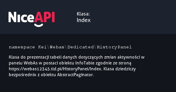 Klasa Index &middot; NiceAPI dla PHP 5.6
