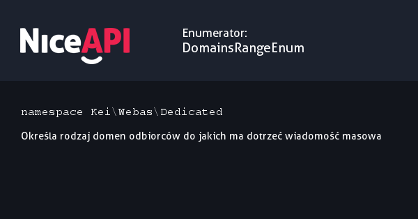 Enumerator DomainsRangeEnum &middot; NiceAPI dla PHP 5.6