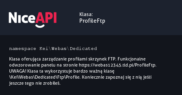 Klasa ProfileFtp &middot; NiceAPI dla PHP 5.6