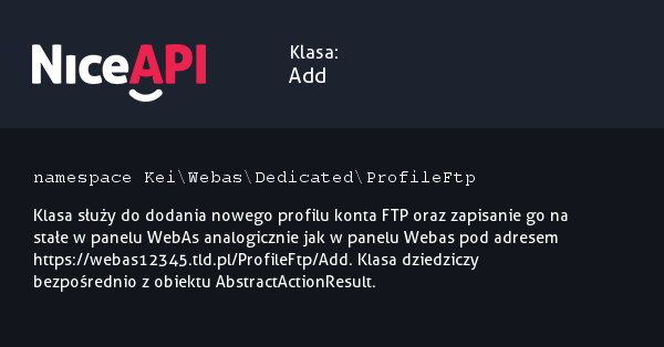 Klasa Add &middot; NiceAPI dla PHP 5.6