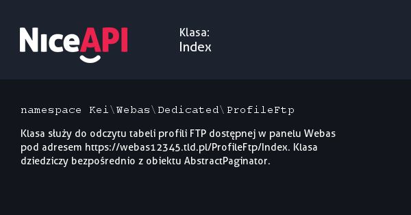Klasa Index &middot; NiceAPI dla PHP 5.6