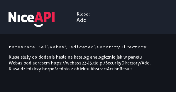 Klasa Add &middot; NiceAPI dla PHP 5.6
