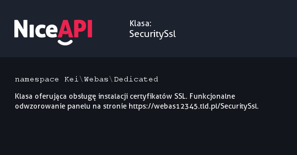 Klasa SecuritySsl · NiceAPI dla PHP 5.6