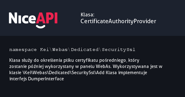 Klasa CertificateAuthorityProvider · NiceAPI dla PHP 5.6