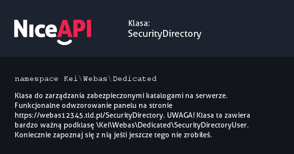 Klasa SecurityDirectory &middot; NiceAPI dla PHP 5.6