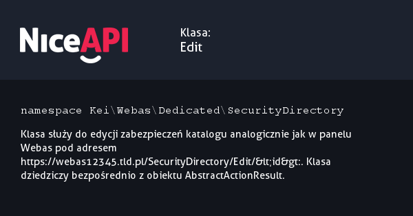 Klasa Edit &middot; NiceAPI dla PHP 5.6