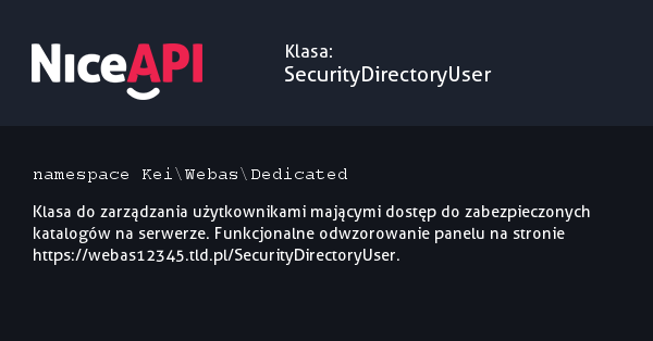 Klasa SecurityDirectoryUser &middot; NiceAPI dla PHP 5.6