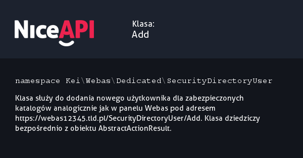 Klasa Add &middot; NiceAPI dla PHP 5.6