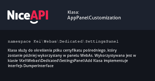 Klasa AppPanelCustomization &middot; NiceAPI dla PHP 5.6