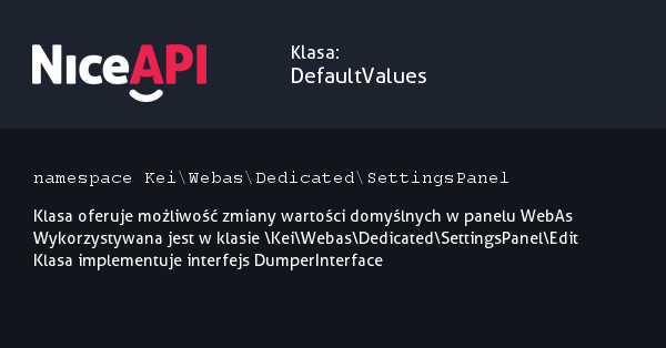 Klasa DefaultValues &middot; NiceAPI dla PHP 5.6