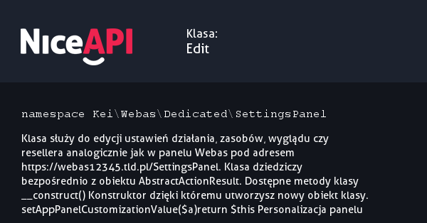 Klasa Edit &middot; NiceAPI dla PHP 5.6