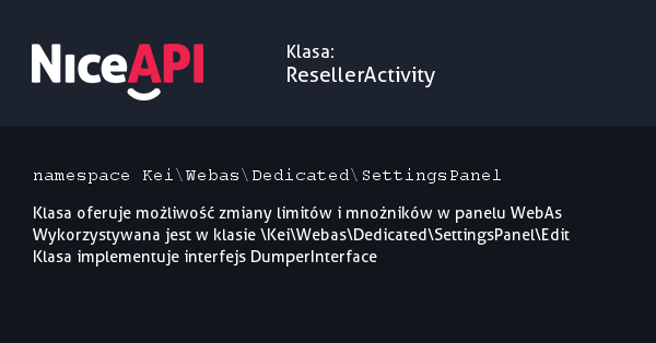 Klasa ResellerActivity &middot; NiceAPI dla PHP 5.6